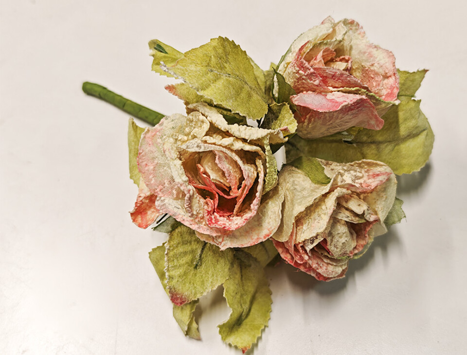 Rose x 3 in organza piccole - Sconto per Fioristi e Aziende - Artificiali