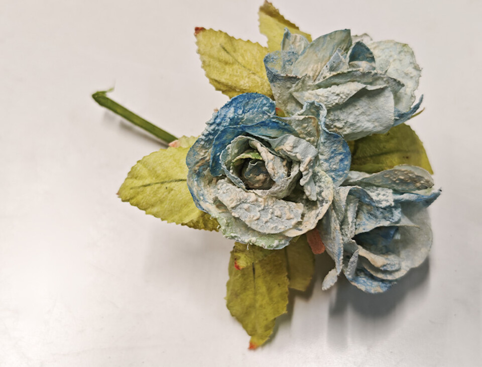 Rose x 3 in organza piccole - Sconto per Fioristi e Aziende - Artificiali