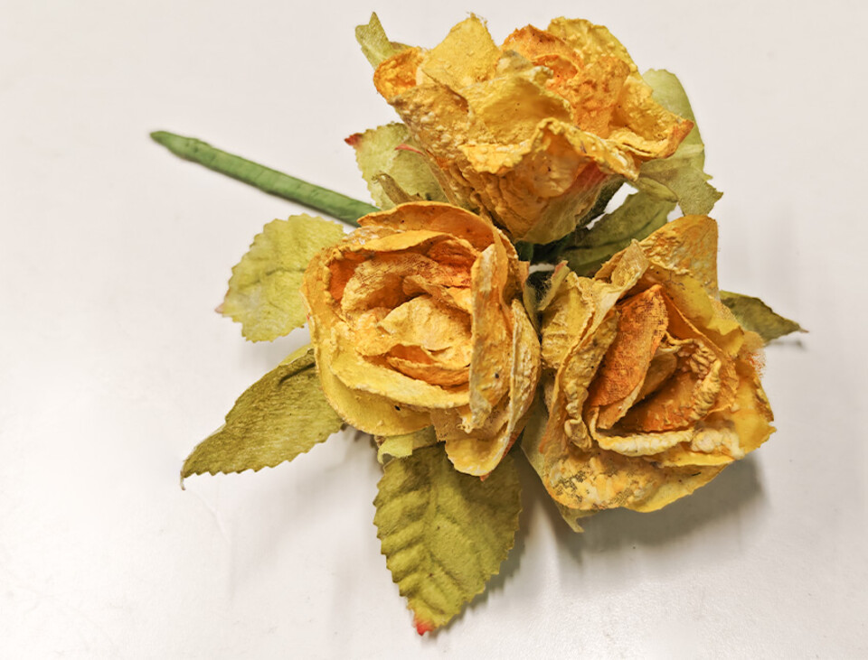 Rose x 3 in organza piccole - Sconto per Fioristi e Aziende - Artificiali