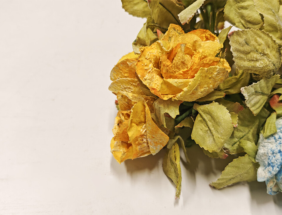 Rose x 3 in organza piccole - Sconto per Fioristi e Aziende - Artificiali