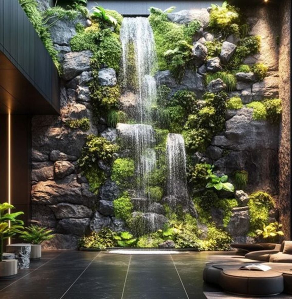 Cascata a Parete con Vegetali Preservati - Sconto per Rivenditori e Aziende Fiorissima - Per interno