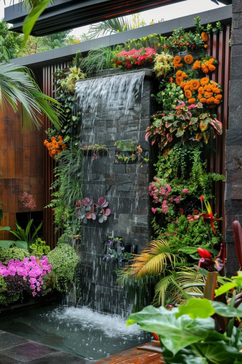 Cascata a Parete con Vegetali Preservati - Sconto per Rivenditori e Aziende Fiorissima - Per interno