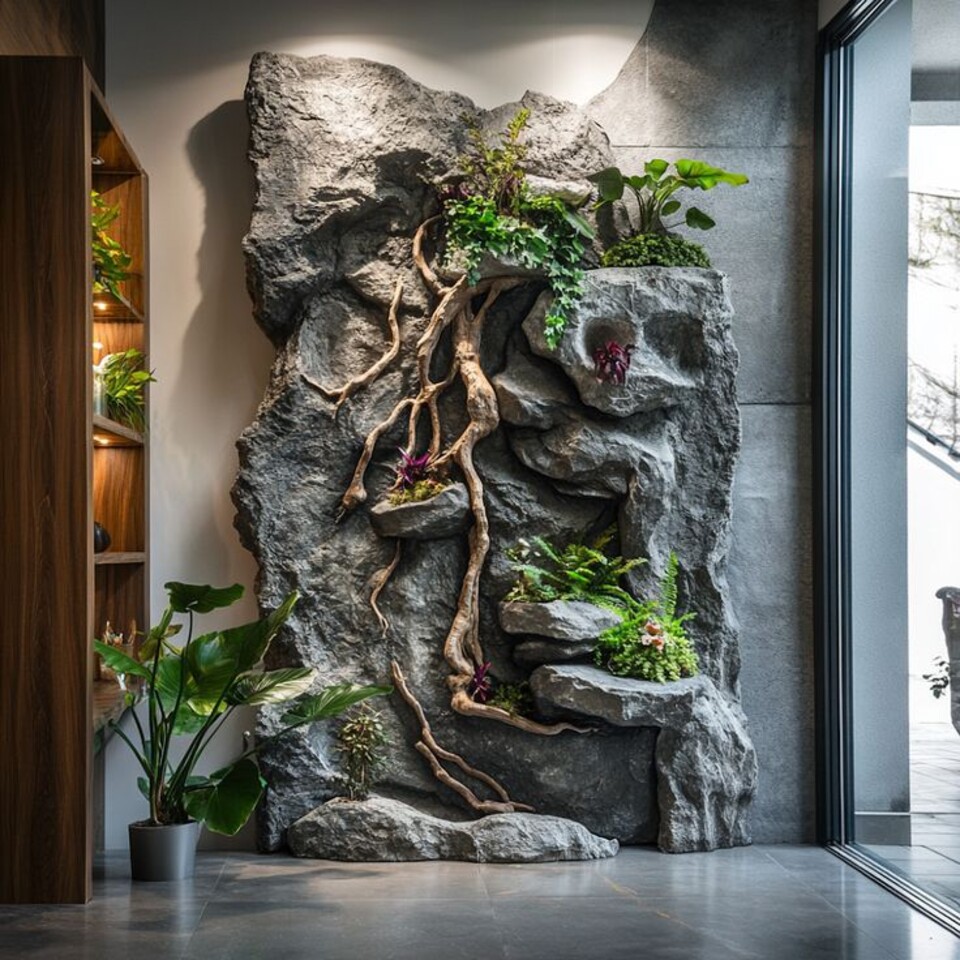Giardino Verticale su Parete Rocciosa - Sconto per Fioristi e Aziende - con Muschi e Vegetali Preservati