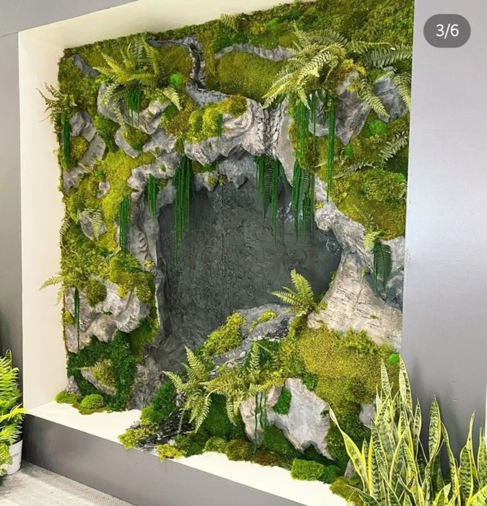 Giardino Verticale su Parete Rocciosa - Sconto per Fioristi e Aziende - con Muschi e Vegetali Preservati