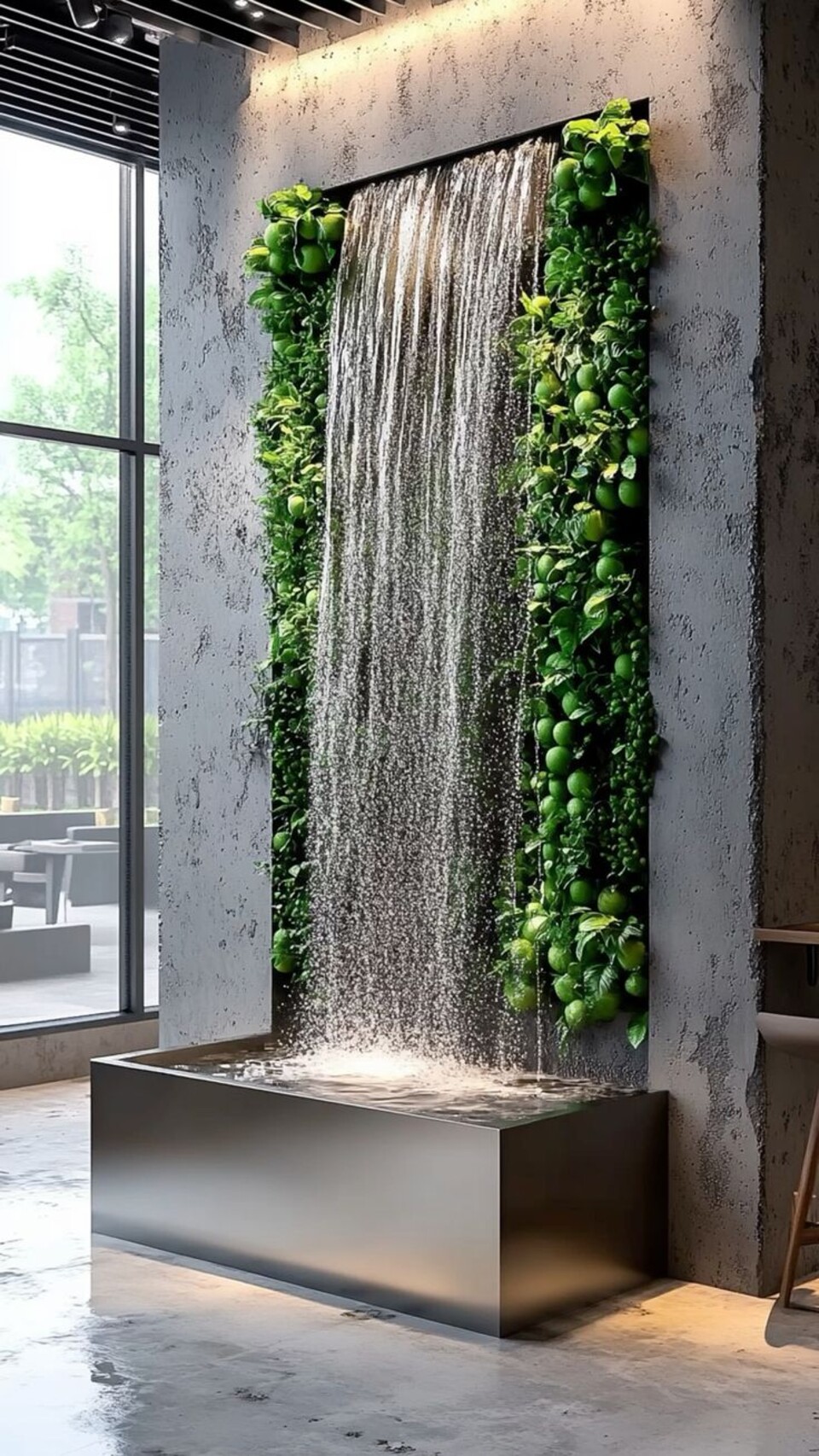 Cascata a Parete con Vegetali Preservati - Sconto per Rivenditori e Aziende Fiorissima - Per interno