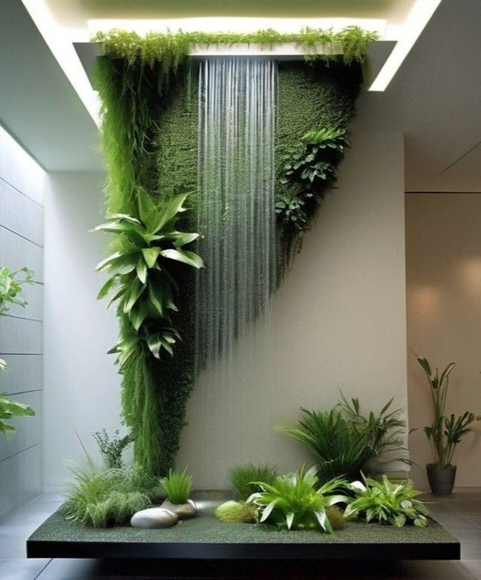 Cascata a Parete con Vegetali Preservati - Sconto per Rivenditori e Aziende Fiorissima - Per interno
