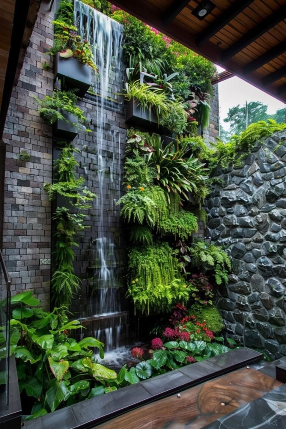 Cascata a Parete con Vegetali Preservati - Sconto per Rivenditori e Aziende Fiorissima - Per interno