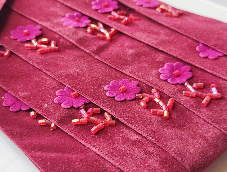 Passamaneria velluto con rosa - Sconto per Fioristi e Aziende - mt. 10