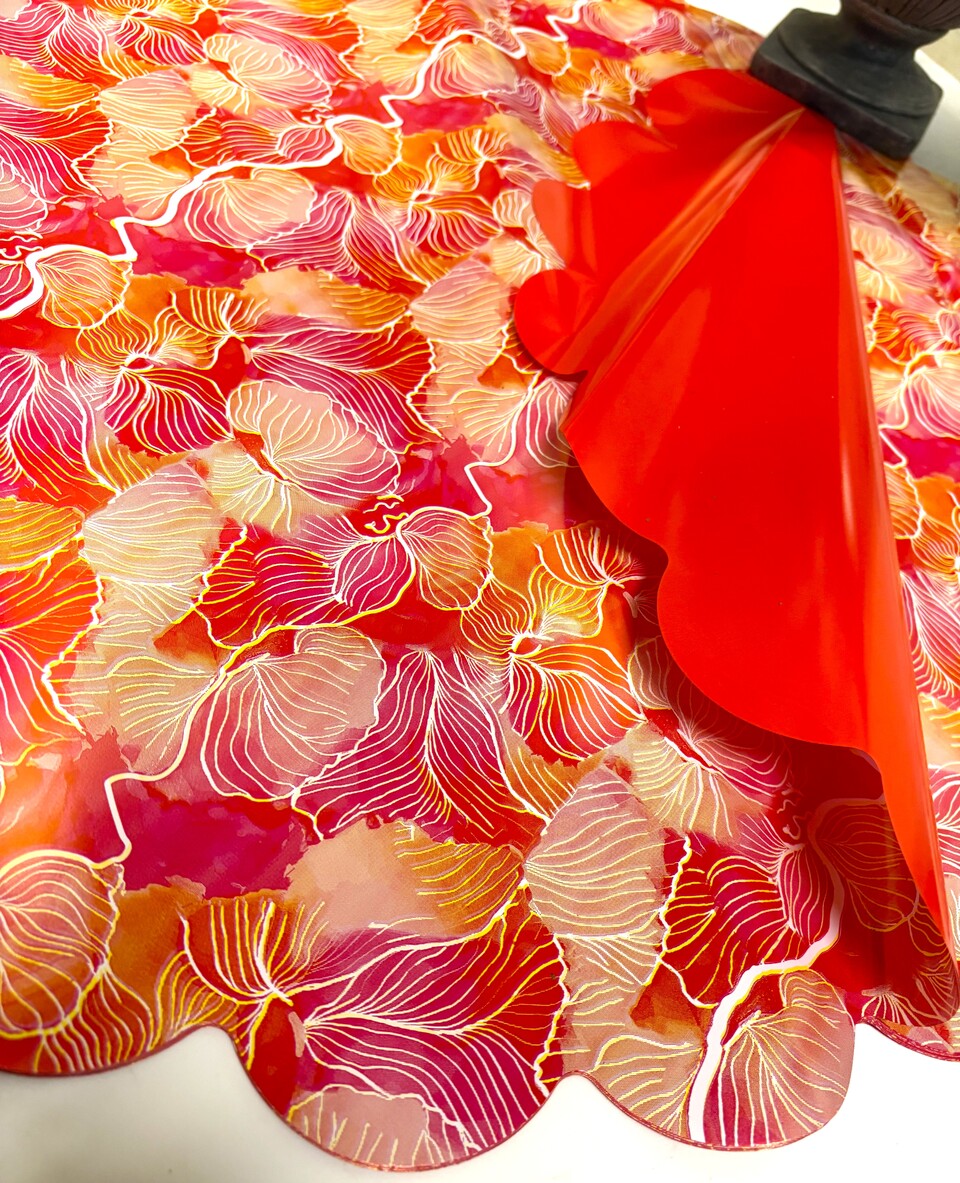 Sottovaso Smerlato dm.65 con foglie - Sconti per Fioristi e Aziende - conf. 50 fogli - Avorio o Rosso