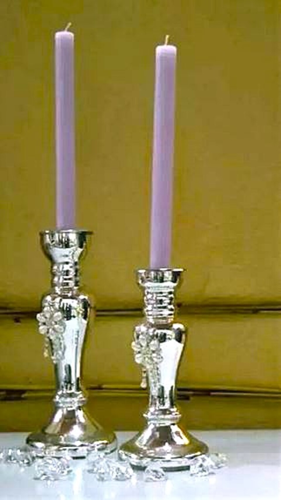 Candelabro in vetro argentato  - Sconti per Fioristi e Aziende . - Con perle in 2 misure