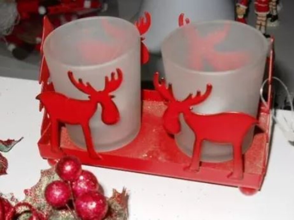 Lumino x 2 in Latta rossa - Sconti per Fioristi e Aziende - H 6