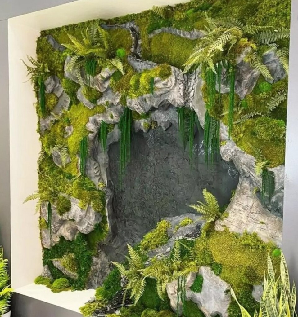 Giardino Verticale su Parete Rocciosa - Sconto per Fioristi e Aziende - con Muschi e Vegetali Preservati