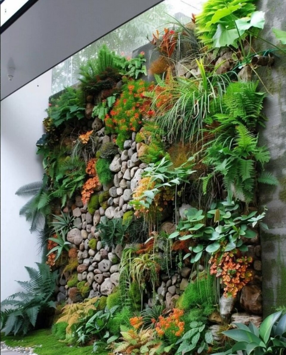 Giardino Verticale su Parete Rocciosa - Sconto per Fioristi e Aziende - con Muschi e Vegetali Preservati