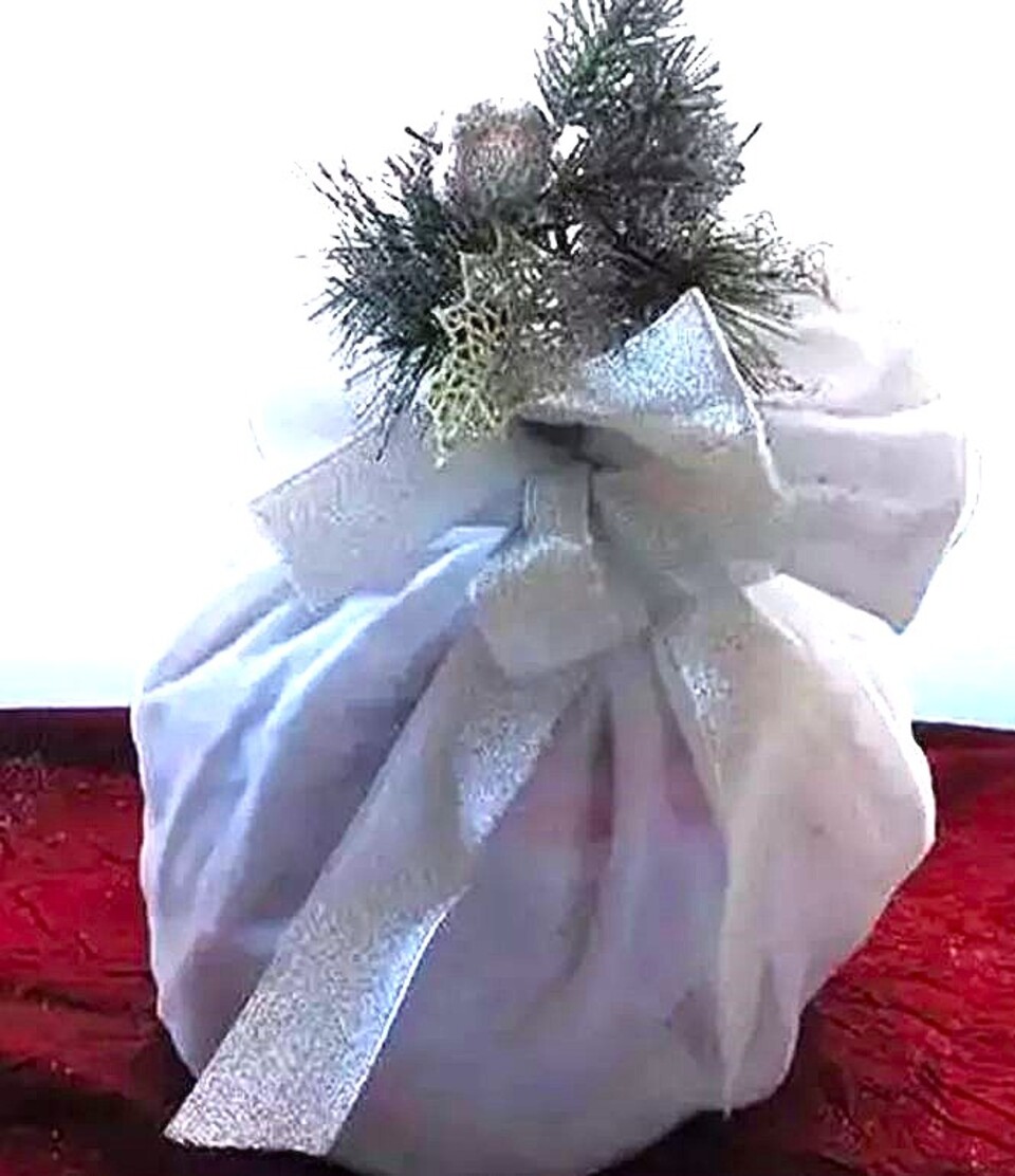 Porta Panettone in cotone cm. 45 x 45 - Sconti per Fioristi e Aziende - con tirante e decoro