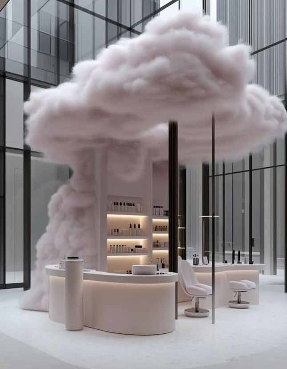 Nuvole Artificiali Sospese con Pioggia - Sconto per Fioristi e Aziende - Con o senza effetto pioggia