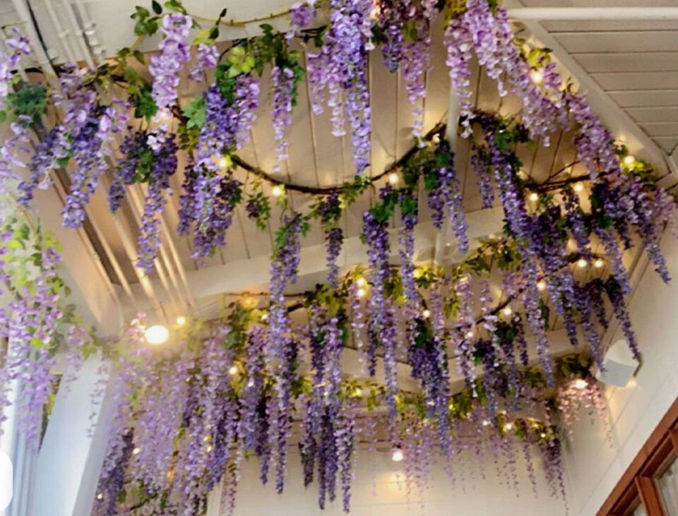 Glicine x 3  H 85 in poliester - Sconti per fioristi e aziende . - Vari colori