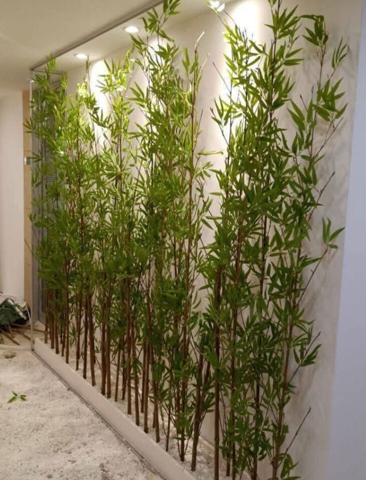 Canna di Bamboo  H 120 - Sconti per Fioristi e Aziende . - Naturale con foglie Artificiali