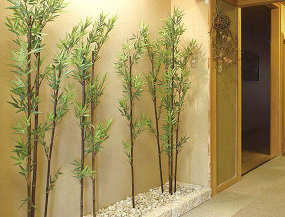 Canna di Bamboo  H 160 - Sconti per Fioristi e Aziende . - Naturale con foglie Artificiali