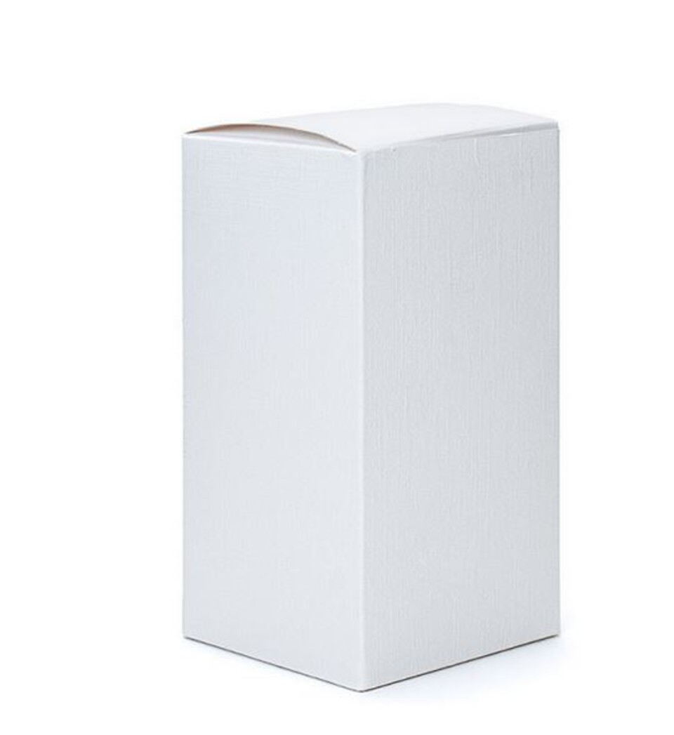 Scatola per bomboniera H 15 cm. 8 x 8 - Sconti per Fioristi, e Aziende - lino bianco pieghevole