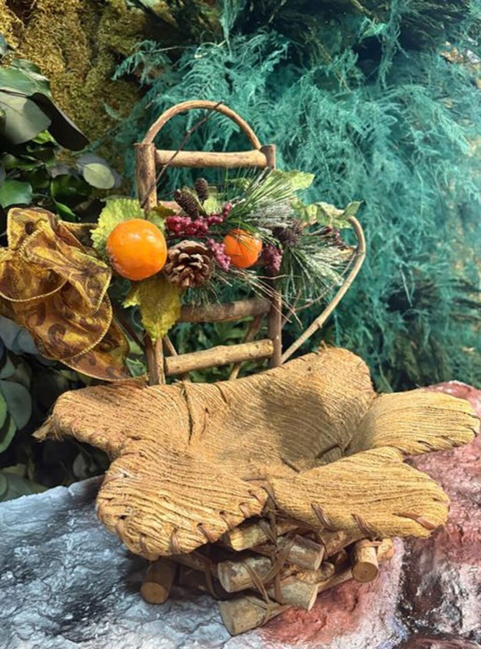 Cesto Portapianta Coco net decorato - Prezzo speciale fine serie dm. 31 H 35 con Foro dm. 15