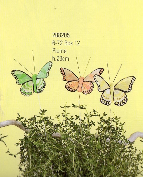 Farfalle in piuma x 12 - Sconti per Fioristi e Aziende . - in 3 colori