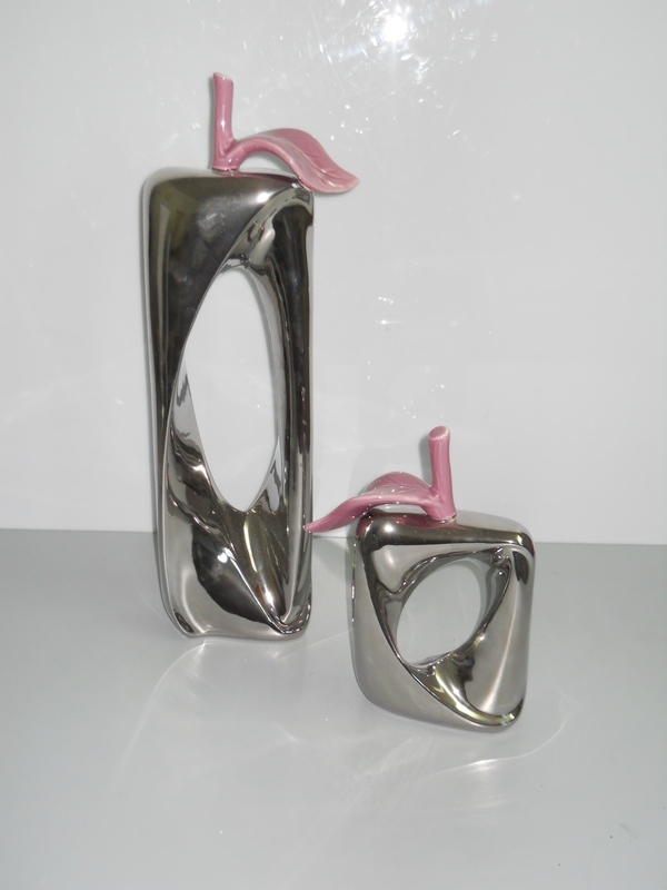 Mela Argentata Stilizzata  - Sconti per Fioristi e Aziende - Alti cm. 50 e cm. 26