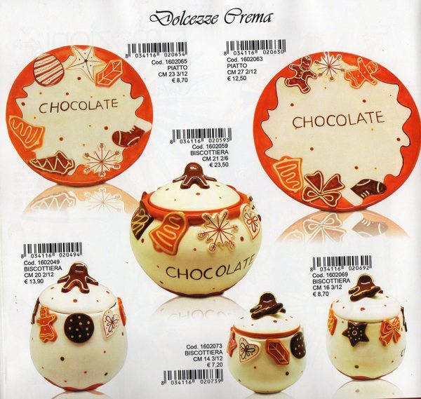 Piatti e biscottiere ceramiche - Sconti per Fioristi e Aziende - Crema e Cacao