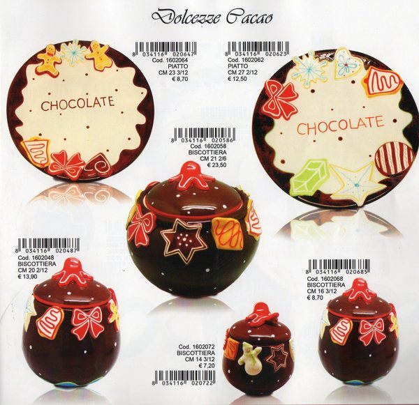 Piatti e biscottiere ceramiche - Sconti per Fioristi e Aziende - Crema e Cacao