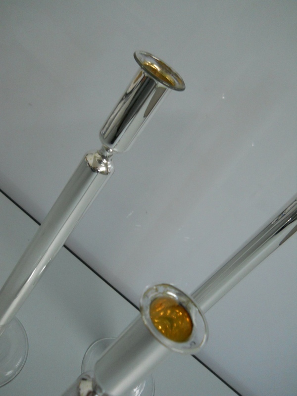 Porta Candela in vetro  - Sconti per Fioristi e Aziende - argentato in 3 misure