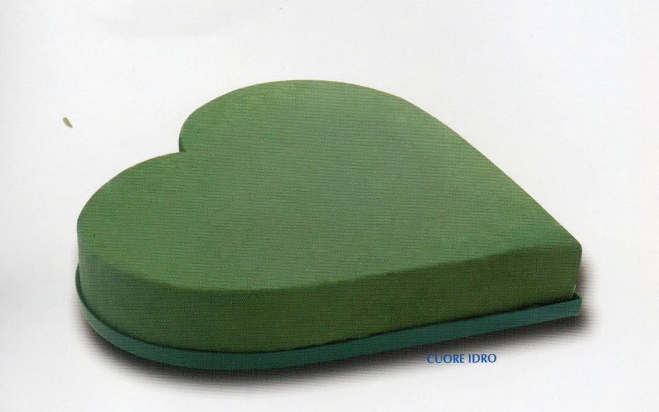 Cuore spugna cm. 16 Conf. 2 Pz. con base plastica idroassorbente - Sconti per Fioristi e Aziende