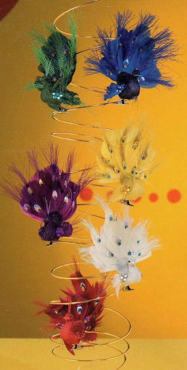 Pavoncelli in piuma colorati - Sconti per Fioristi e Aziende -   Moulin Rouge in 2 modelli