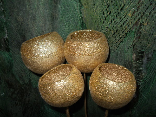 Bell Cups x 4 steccati H 60  - Sconti per Fioristi e Aziende - bordo colorato e glitterato