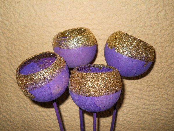 Bell Cups x 4 steccati H 60  - Sconti per Fioristi e Aziende - bordo colorato e glitterato
