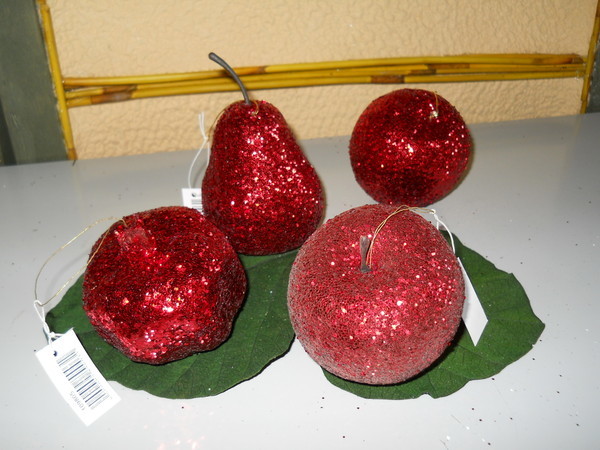 Frutta x 8 Rossa Glitterata  - Sconti per Fioristi e Aziende - Dm. 10