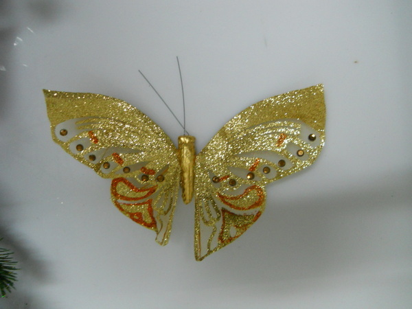 Farfalle Oro x 6   cm. 18 x 12  - Sconti per Fioristi e Aziende - con clip