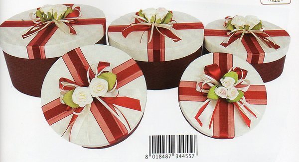 Cappelliere Tonde x 5 Rosso decorate con fiori - Sconti per Fioristi e Aziende