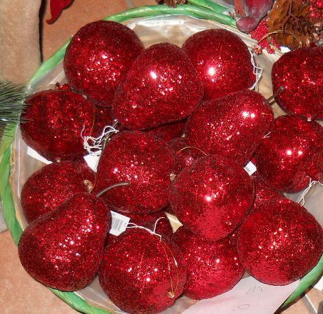 Frutta x 8 Rossa Glitterata  - Sconti per Fioristi e Aziende - Dm. 10