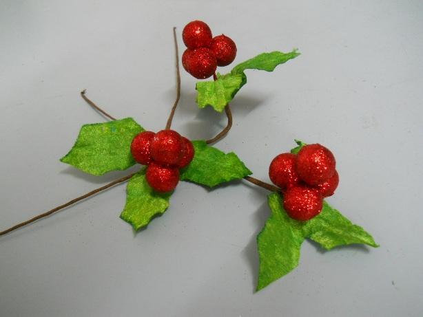 Pick Agrifoglio con bacche steccato e glitterato - Sconti per Fioristi e Aziende