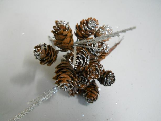 Pigne steccate x 6 glitterate  Oro o Argento - Sconti per Fioristi e Aziende