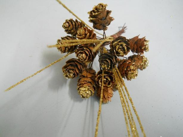 Pigne steccate x 6 glitterate  Oro o Argento - Sconti per Fioristi e Aziende