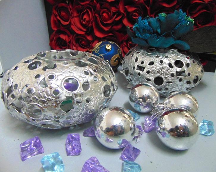 Silver Ball  in metallo H 10 - Sconti per Fioristi e Aziende - traforato