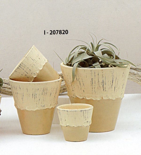 Vasi x 4 Ceramica Bicolore - Sconti per Fioristi e Aziende - Avorio - Arancio  Giallo - Marro