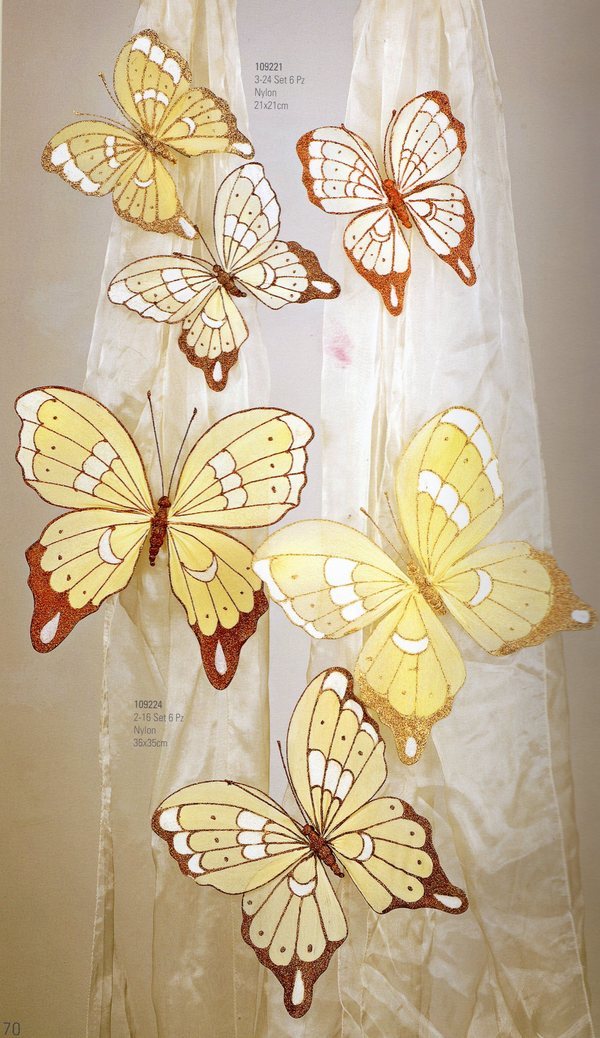 Farfalle Nylon cm. 18 x 17 - Sconti per Fioristi e Aziende - glitterate in 3 colori