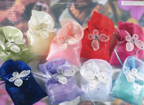 Sacchetto Organza x 10  con farfalla in nylon - Sconti per Fioristi e Aziende