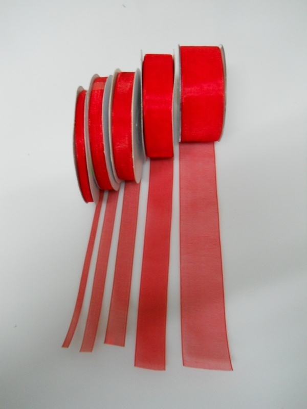 Nastro Organza Rossa  - Sconti per Fioristi e Aziende - Rotoli H 6-10-15-25-40