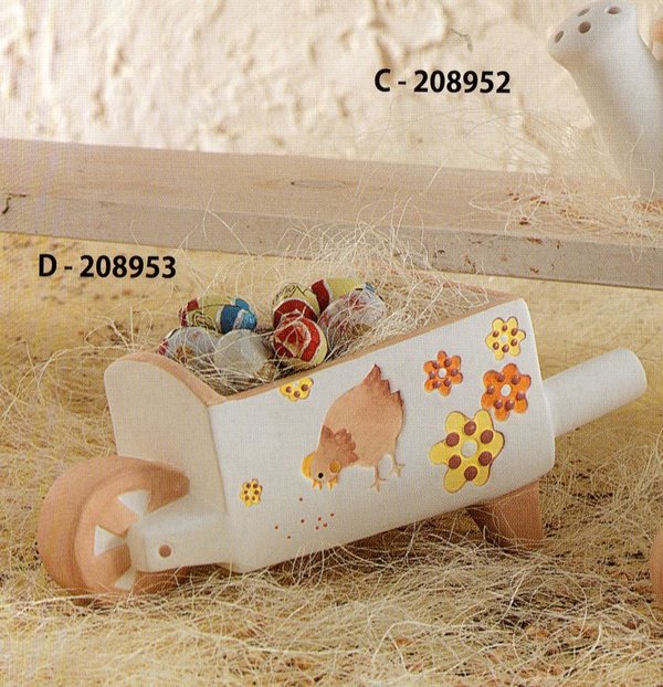Cariola in terracotta decorata - Sconti per Fioristi e Aziende