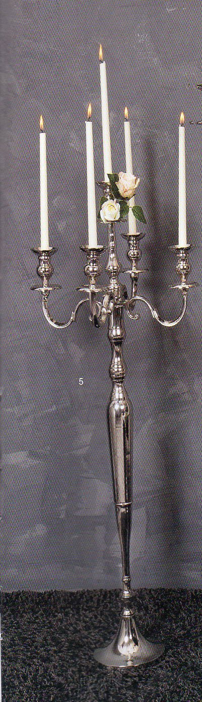 Candelabro H 120  cinque luci  - Sconti per Fioristi e Aziende - Bianco - Oro - Silver
