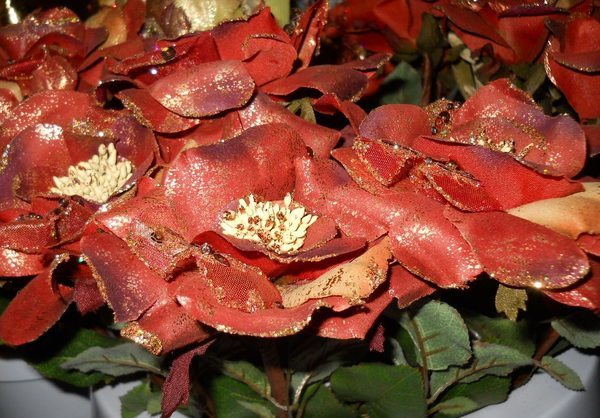 Rosa Artificiale Natalizia in poliestere - Mod. Sheer - Sconti per Fioristi e Aziende