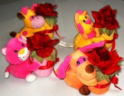 Peluches con rosa rossa Articolo per S. Valentino - Sconti per Fioristi e Aziende .