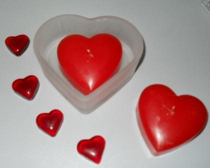 Candela cuore conf. x 2 set  - Sconti per Fioristi e Aziende - Con cuori vetro